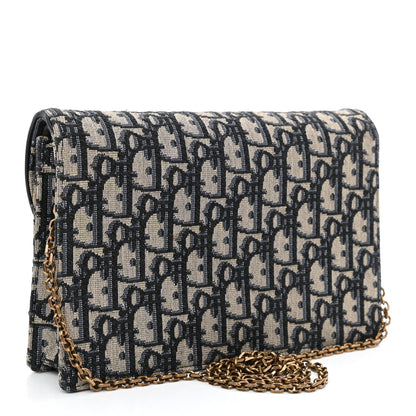 Christian Dior Oblique Saddle Chain Pouch Blue 2 of 8
