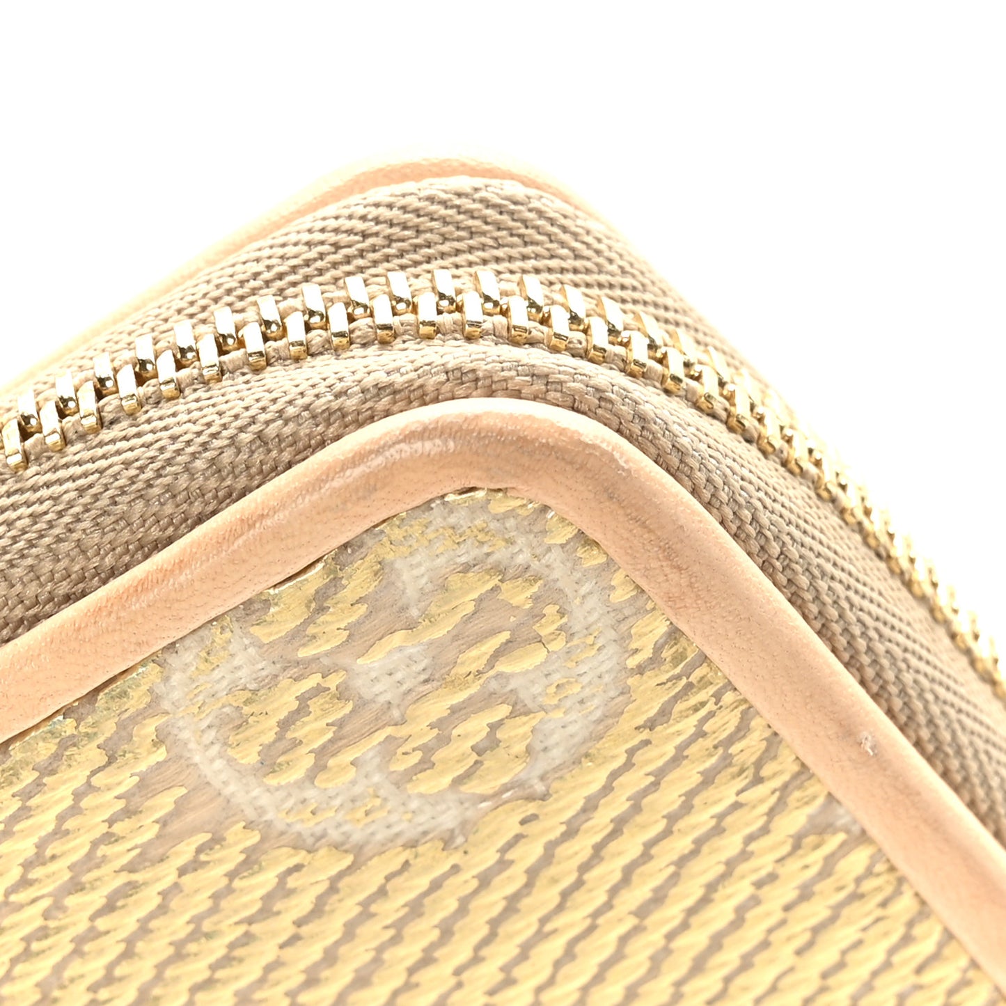 Hollographic Monoglam Zippy Coin Purse Wallet Beige