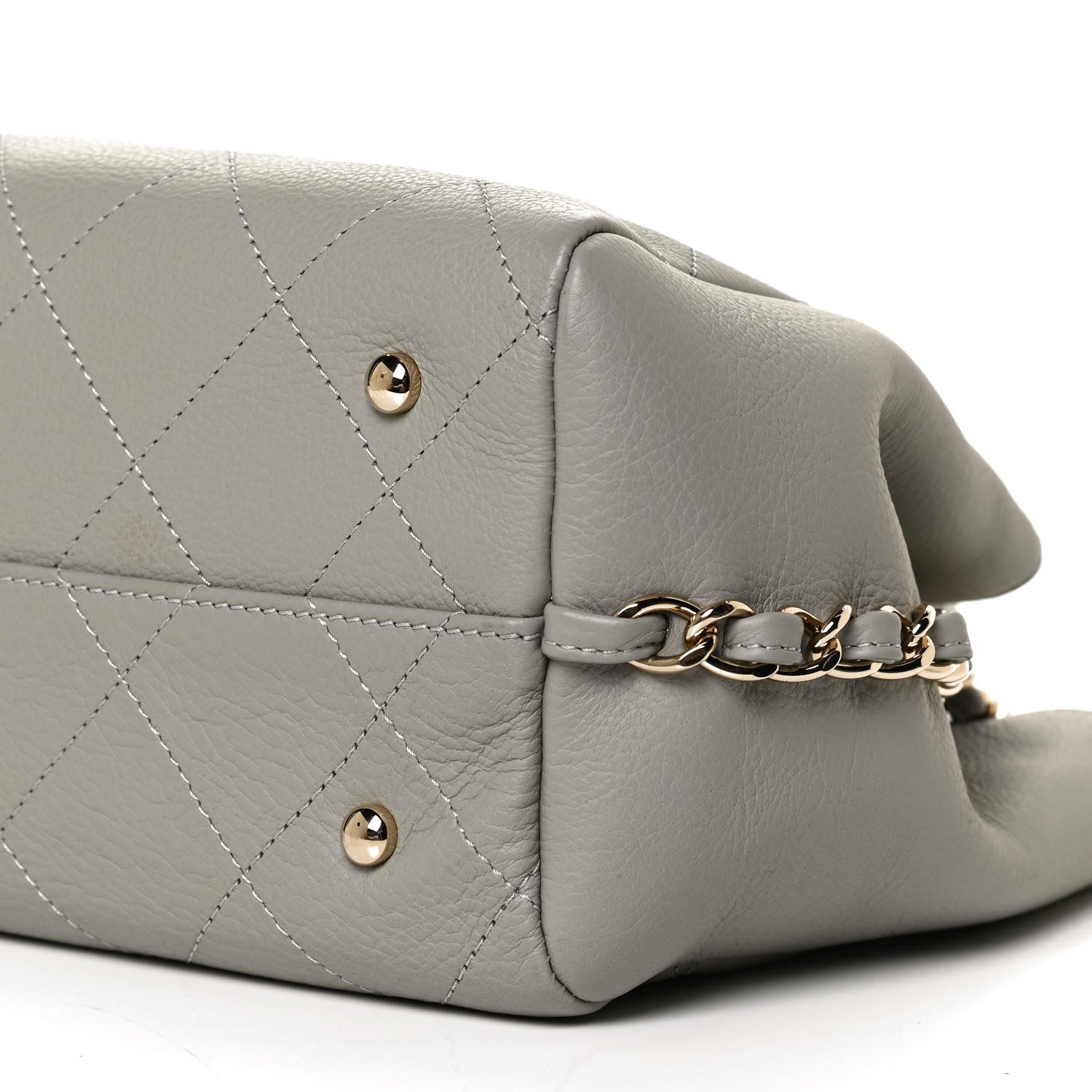 Chanel Bullskin Stitched Small Shopping Bag Grey 10 of 12