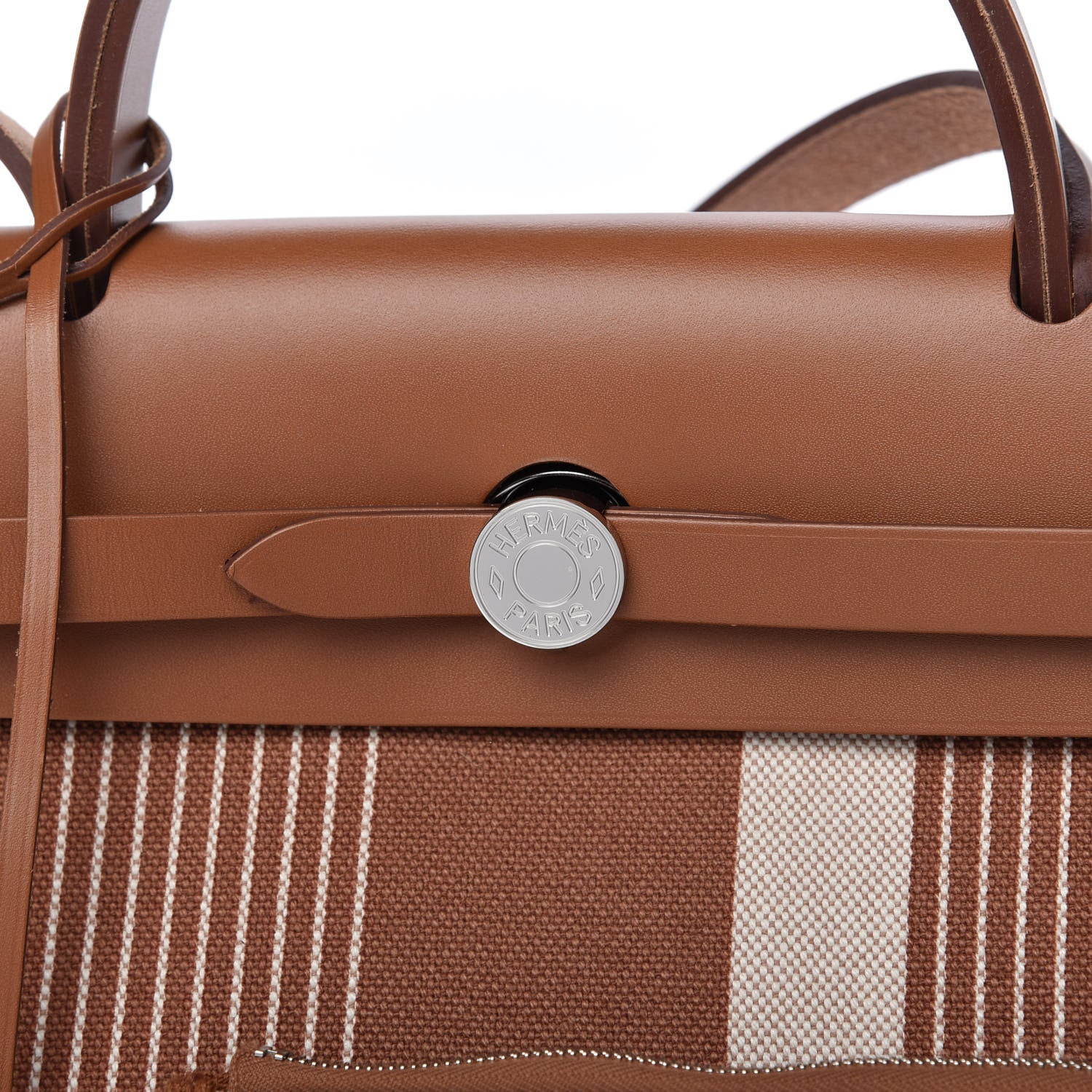 Hermes Vache Hunter Toile H Vibration Herbag Zip Retourne 31 PM Fauve Ecru Beige 9 of 10