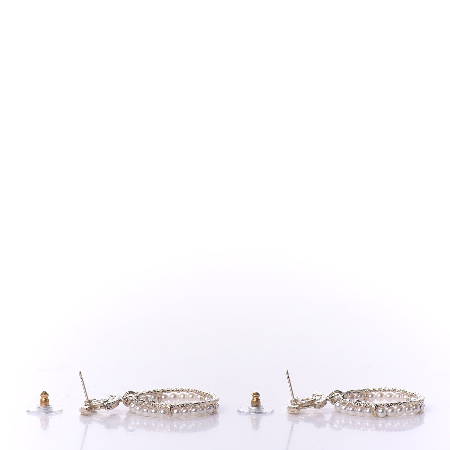 Crystal Pearl Charms CC Drop Earrings Gold