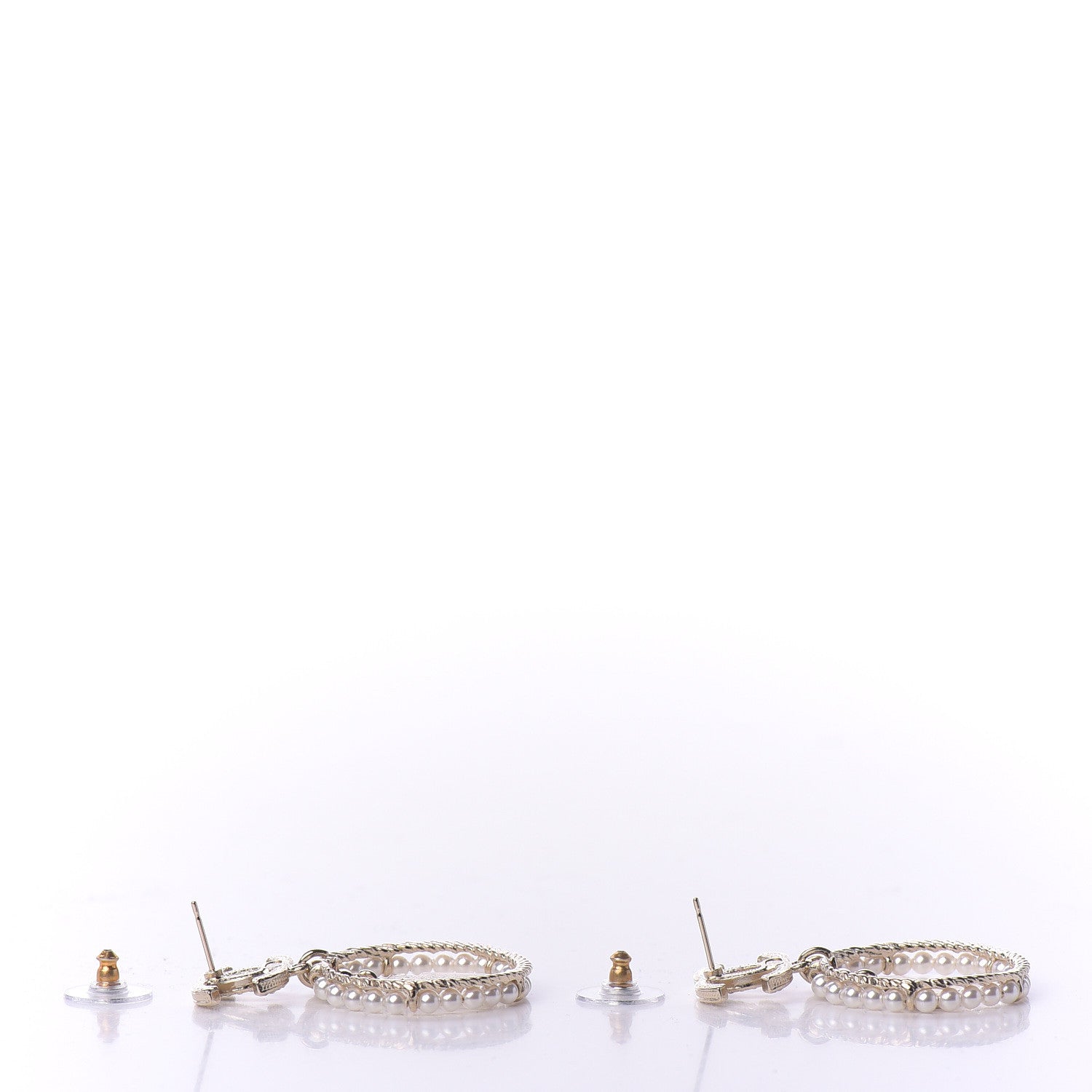 Chanel Crystal Pearl Charms CC Drop Earrings Gold 3 of 5