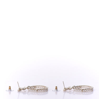 Chanel Crystal Pearl Charms CC Drop Earrings Gold 3 of 5