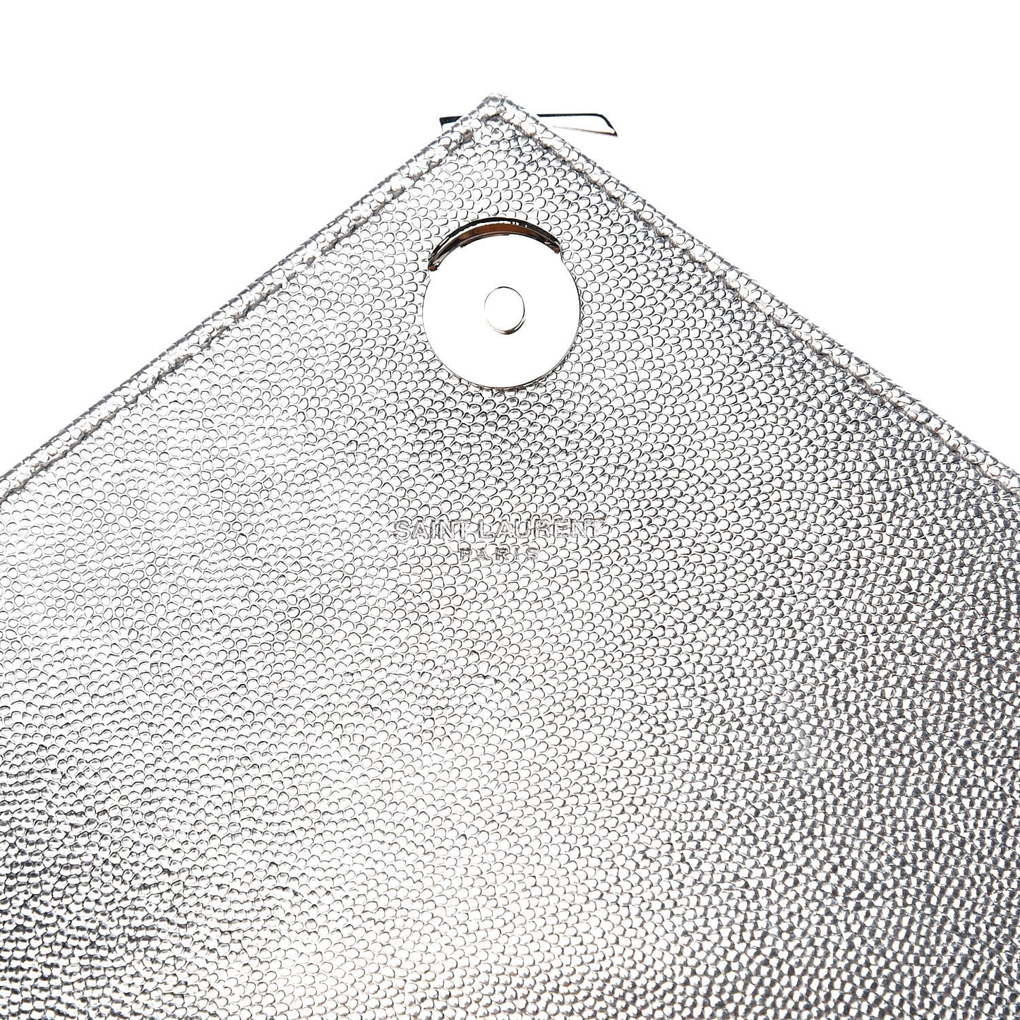 Metallic Grain De Poudre Matelasse Chevron Medium Monogram Satchel Silver