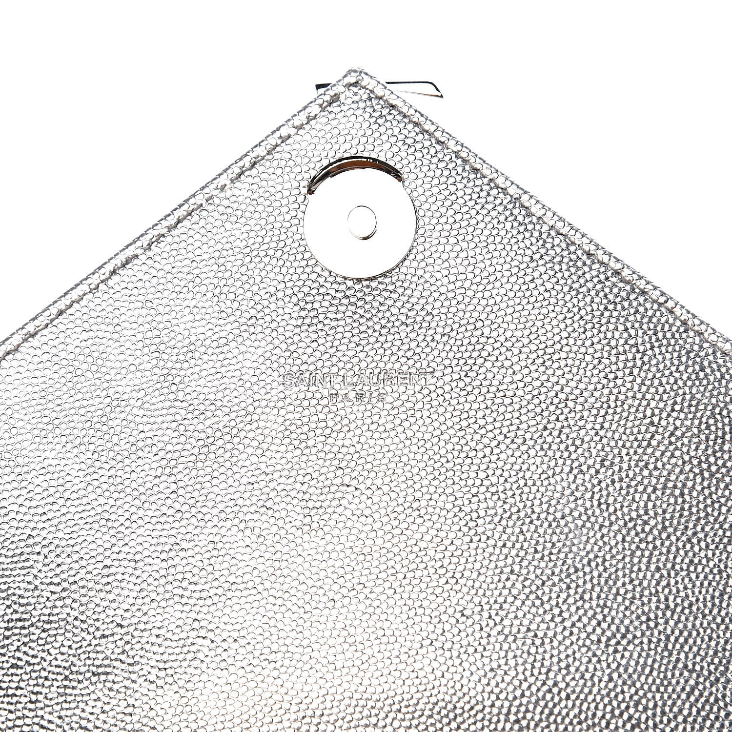 Saint Laurent Metallic Grain De Poudre Matelasse Chevron Medium Monogram Satchel Silver 8 of 11