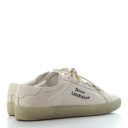 Saint Laurent Distressed Canvas Court Classic Sneakers 41 Panna 3 of 5