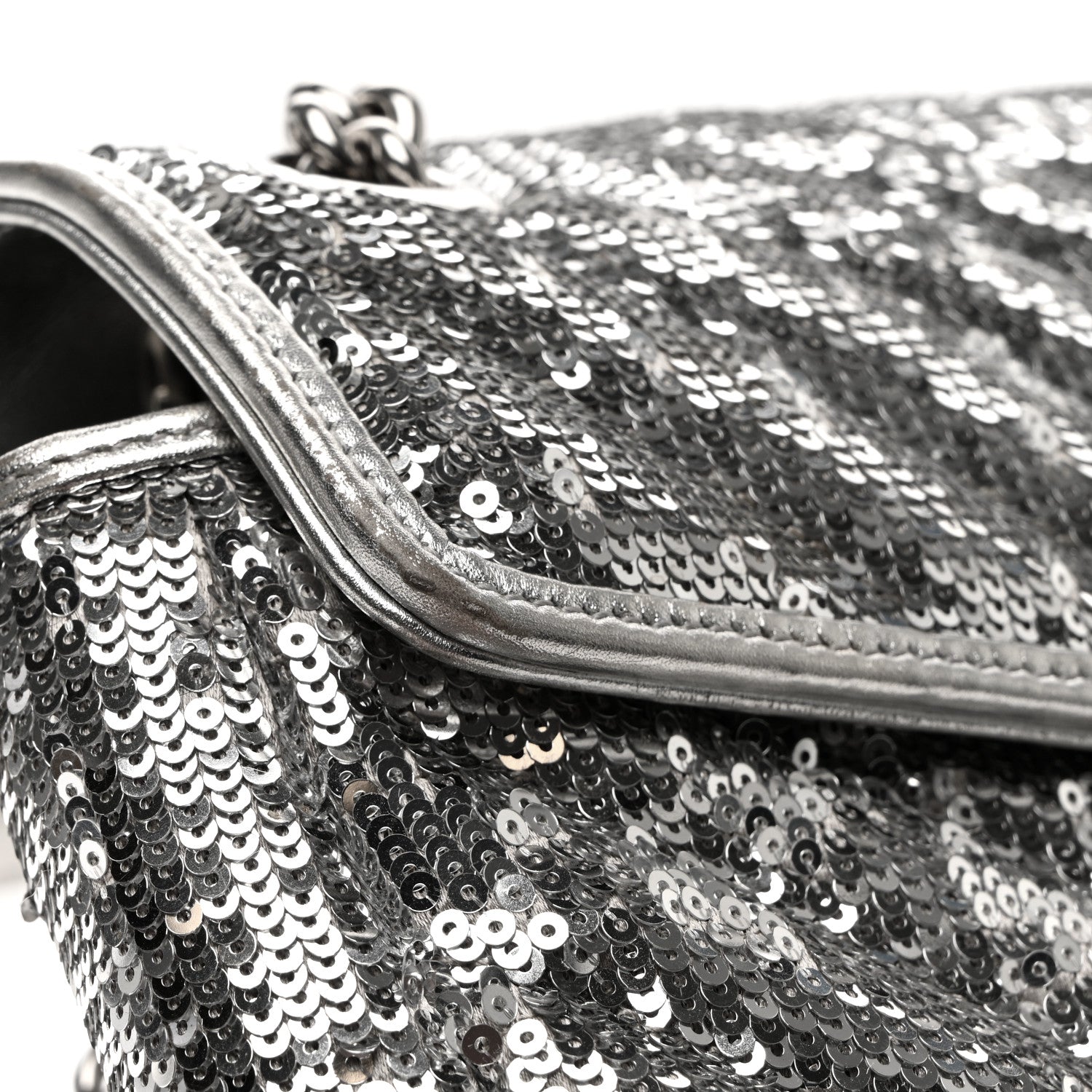 Gucci Sequin Matelasse Small GG Marmont Shoulder Bag Silver 12 of 15