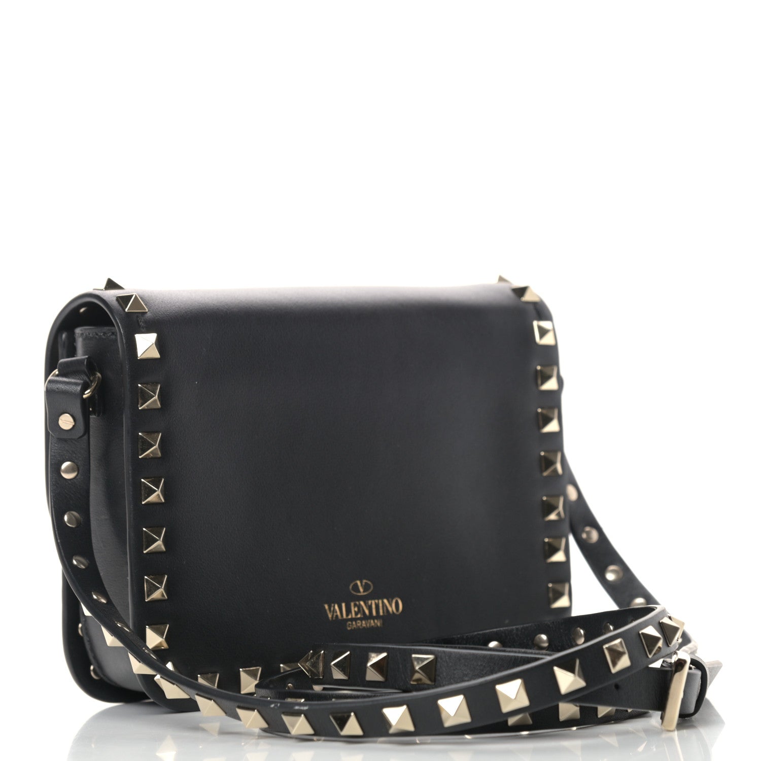 Valentino Garavani Vitello Rockstud Flap Crossbody Bag Black 2 of 10