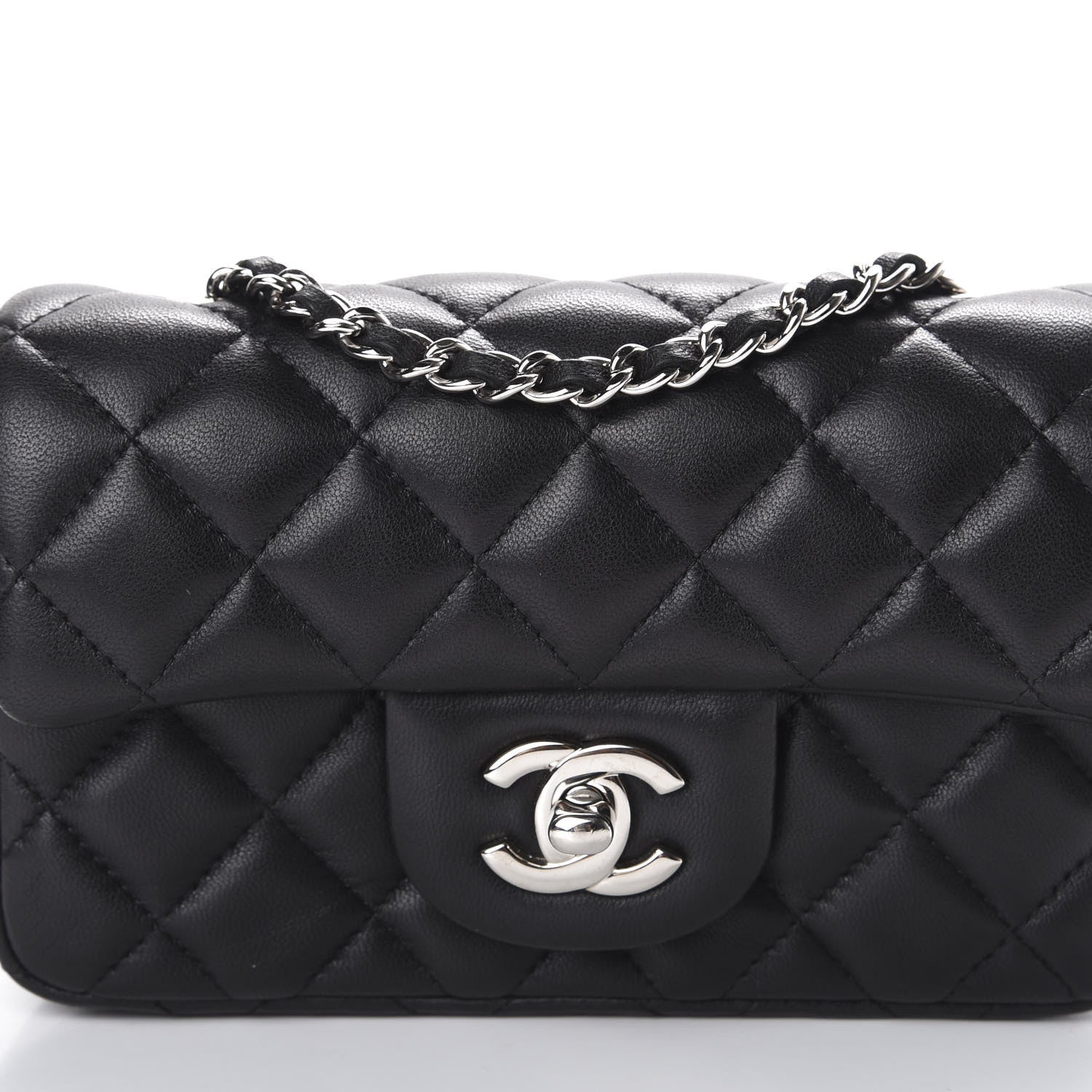 Chanel Lambskin Quilted Extra Mini Rectangular Flap Black 9 of 10