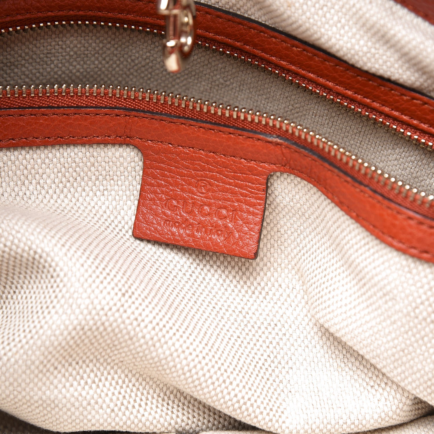 Gucci Pebbled Calfskin Medium Soho Chain Shoulder Bag Sun Orange 7 of 11