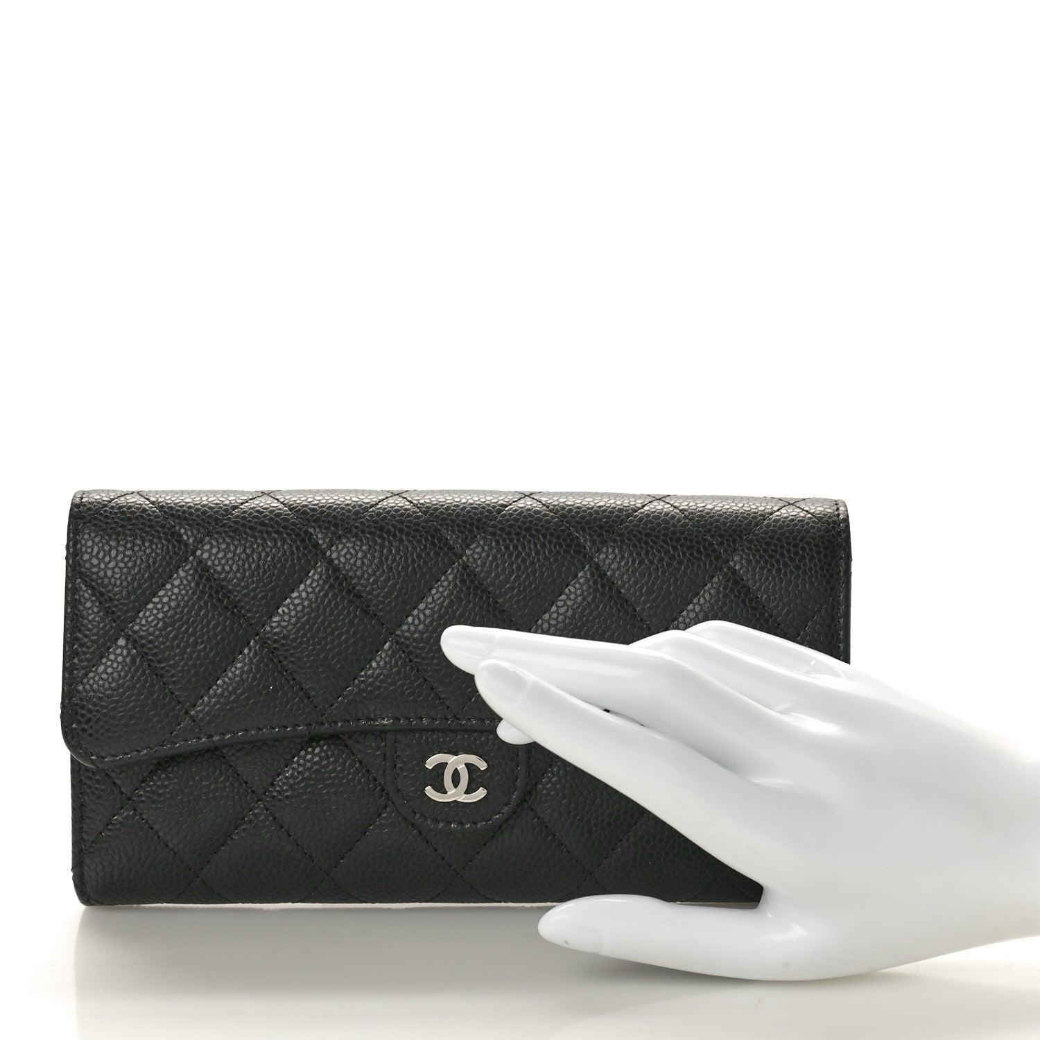 Chanel Caviar Quilted Large Gusset Flap Wallet Black 2 of 9