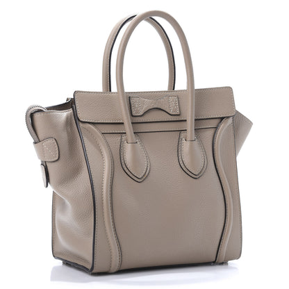 Celine Drummed Calfskin Micro Luggage Dune 3 of 9