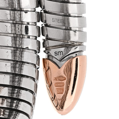Bulgari Stainless Steel 18K Rose Gold Serpenti Tubogas Double Spiral Bracelet SM 4 of 5