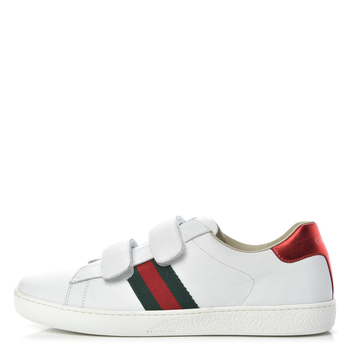 Calfskin Web Velcro Womens Ace Sneakers 38 White Green