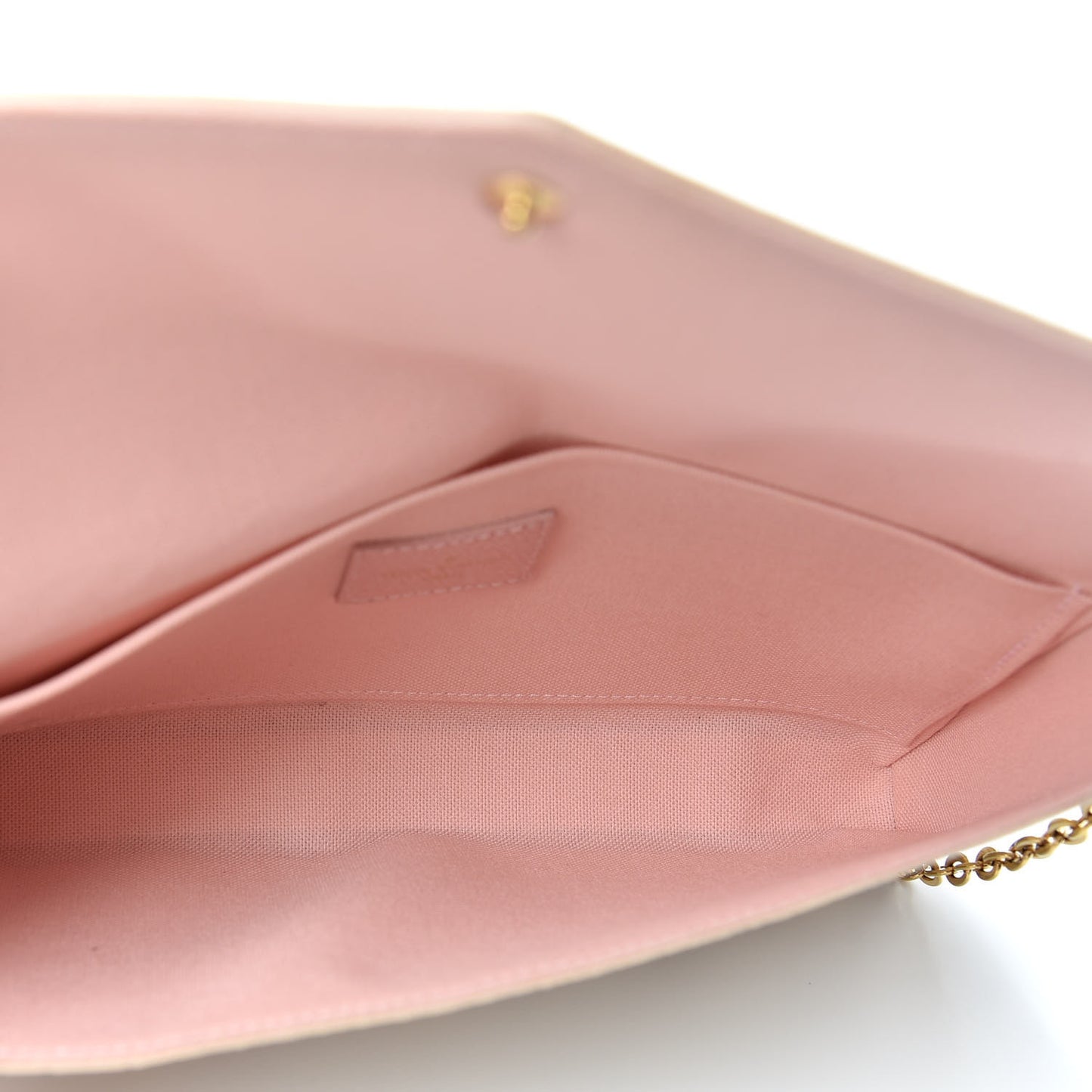 Damier Azur Pochette Felicie Chain Wallet Rose Ballerine