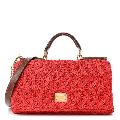 Dolce & Gabbana Woven Raffia Mini Miss Sicily Satchel Red 1 of 5