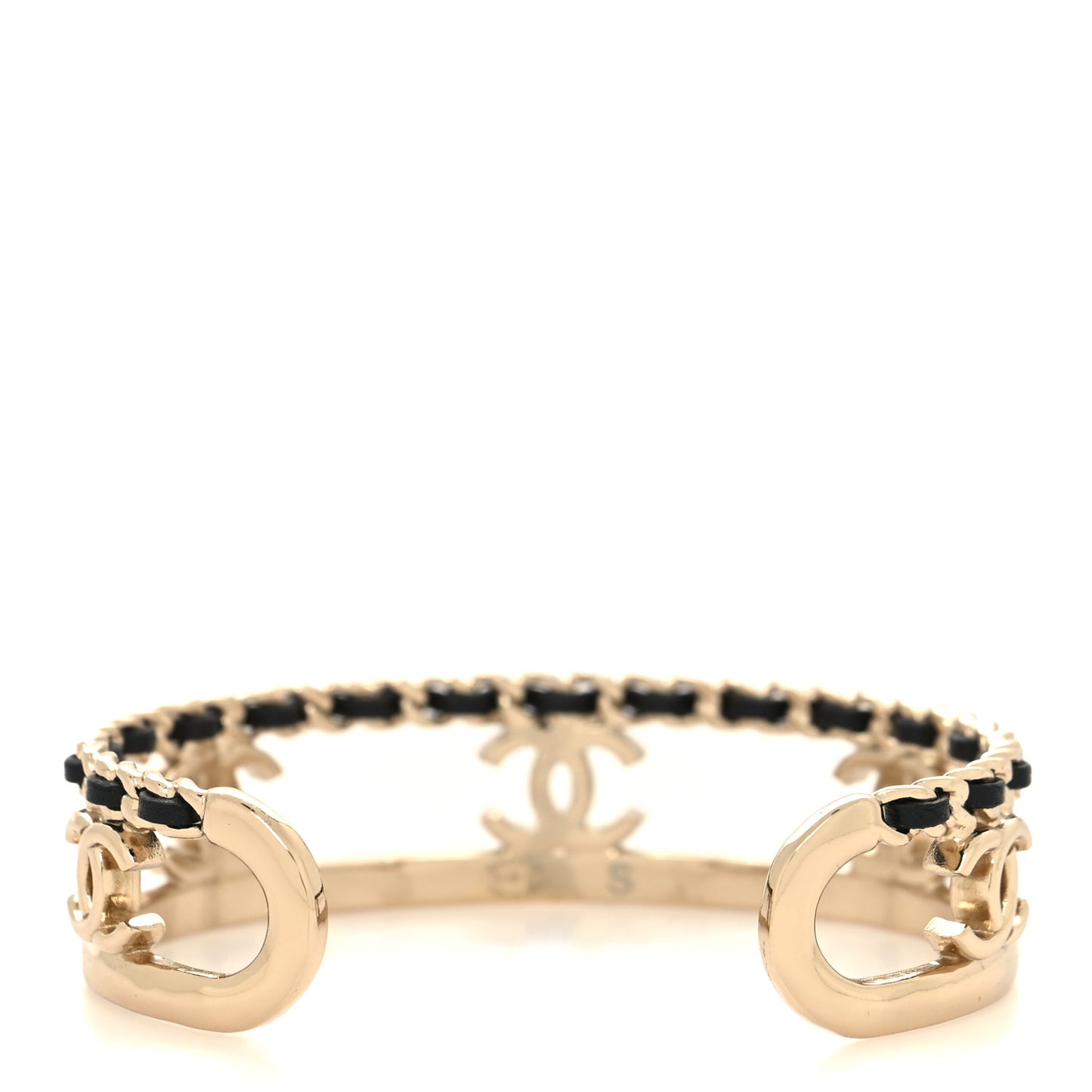 Metal Lambskin Chain CC Bracelet S Gold