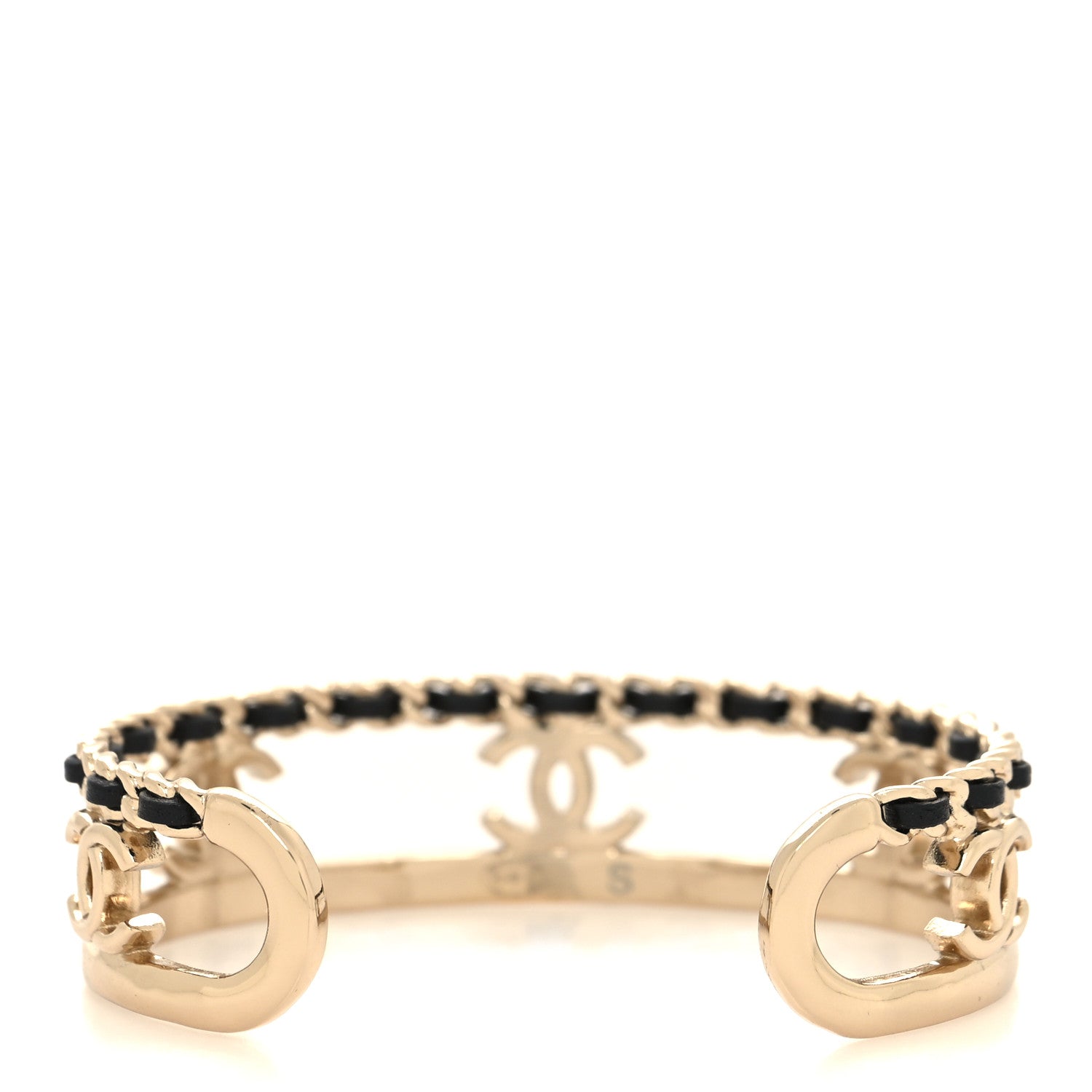 Chanel Metal Lambskin Chain CC Bracelet S Gold 3 of 4
