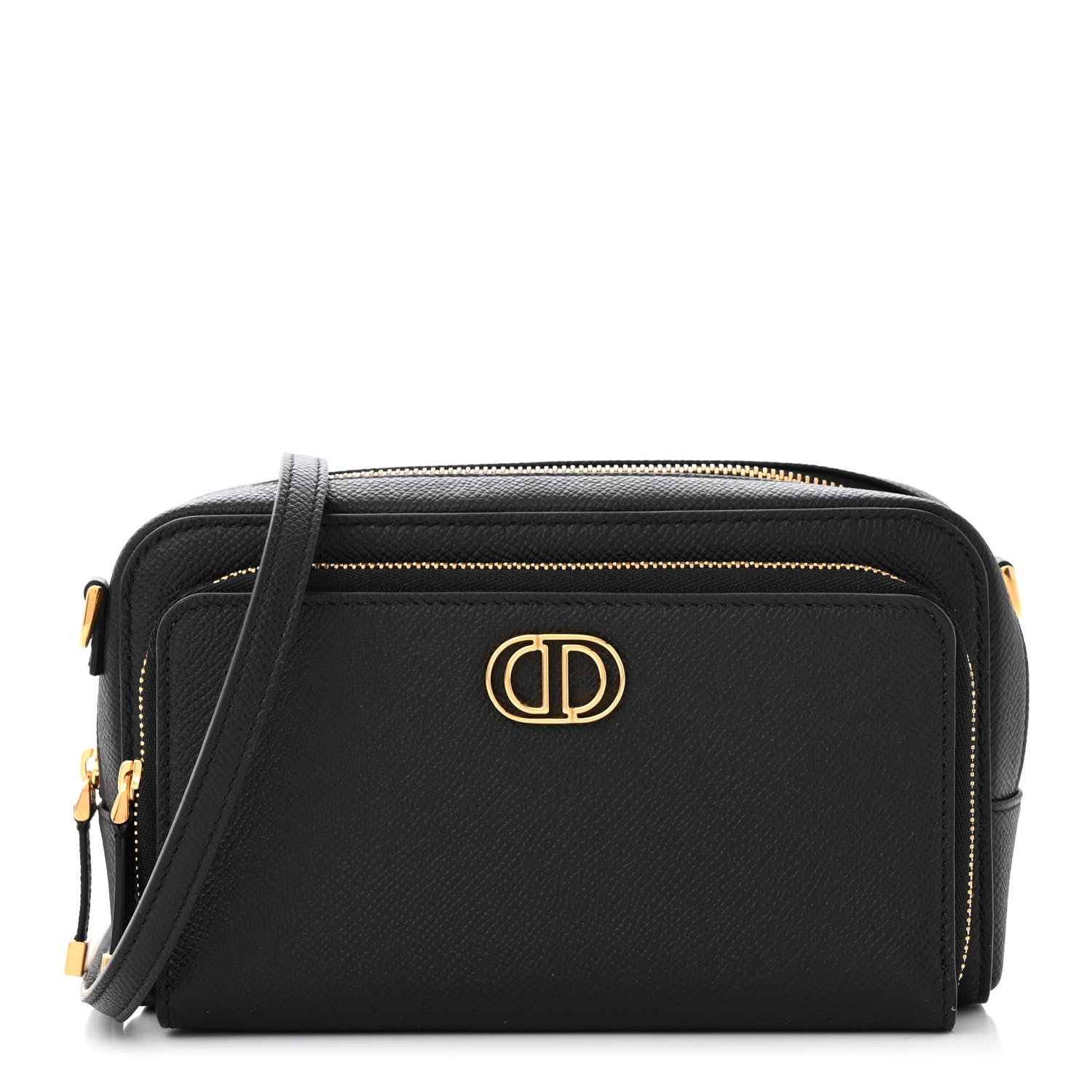 Christian Dior Grained Calfskin Caro Double Pouch Black 1 of 10