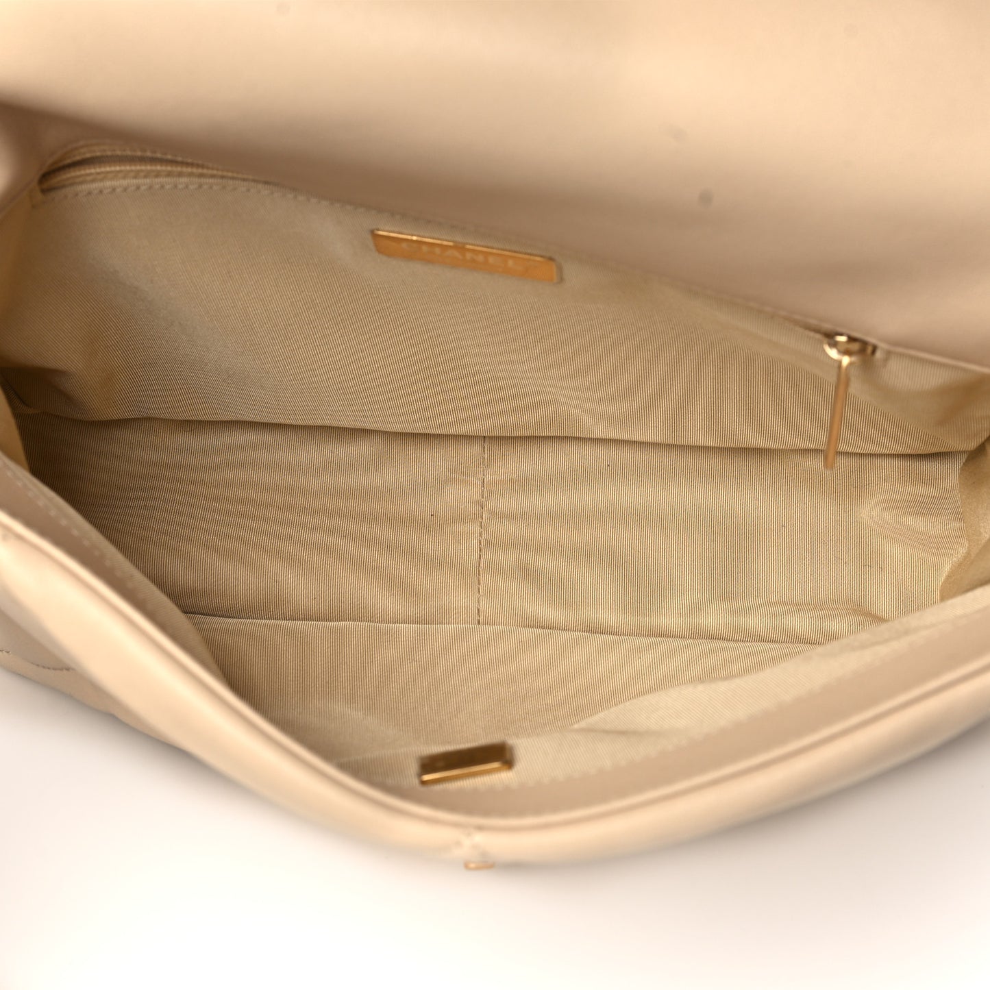 Lambskin Quilted Large Chanel 19 Flap Beige