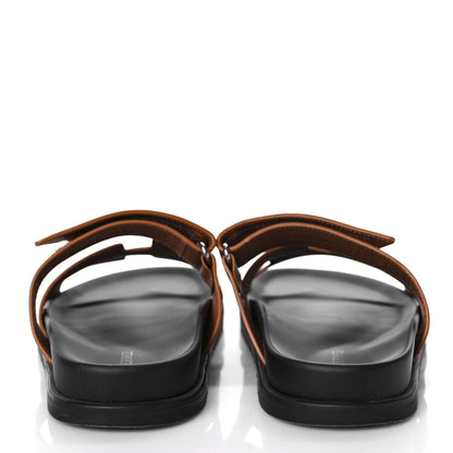 Hermes Calfskin Womens Chypre Sandals 38.5 Gold 5 of 12