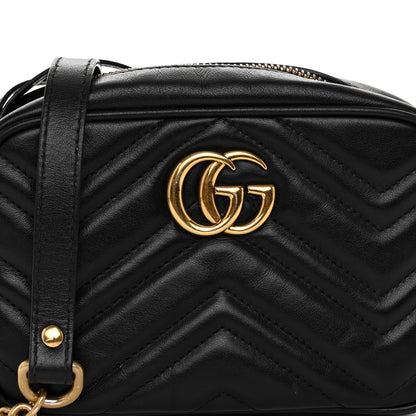 Gucci Calfskin Matelasse Mini GG Marmont Chain Shoulder Bag Black 15 of 19