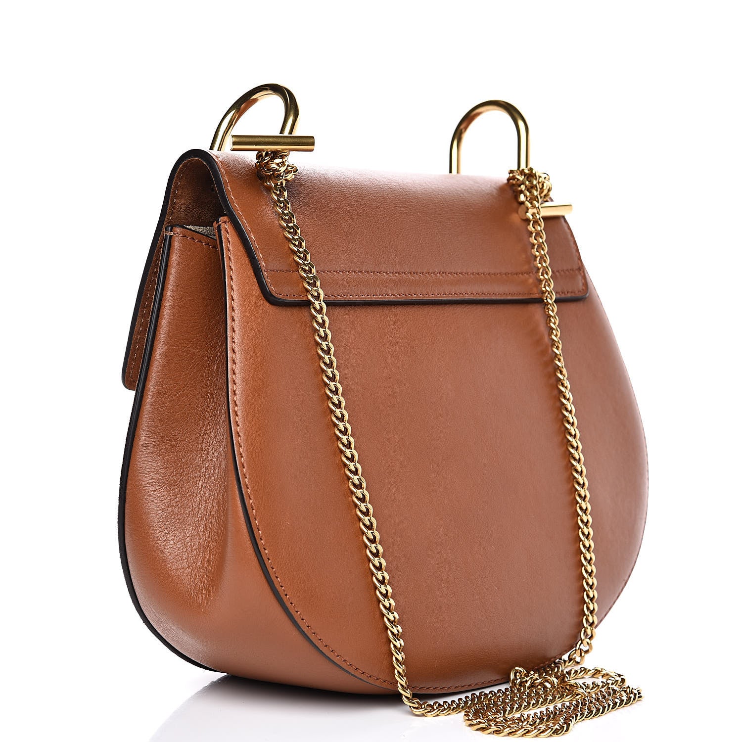Chloe Suede Smooth Calfskin Studded Drew Shoulder Bag Caramel 3 of 11