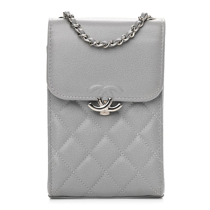 Chanel Grained Calfskin Quilted CC Box Clutch With Chain Grey 1 of 12