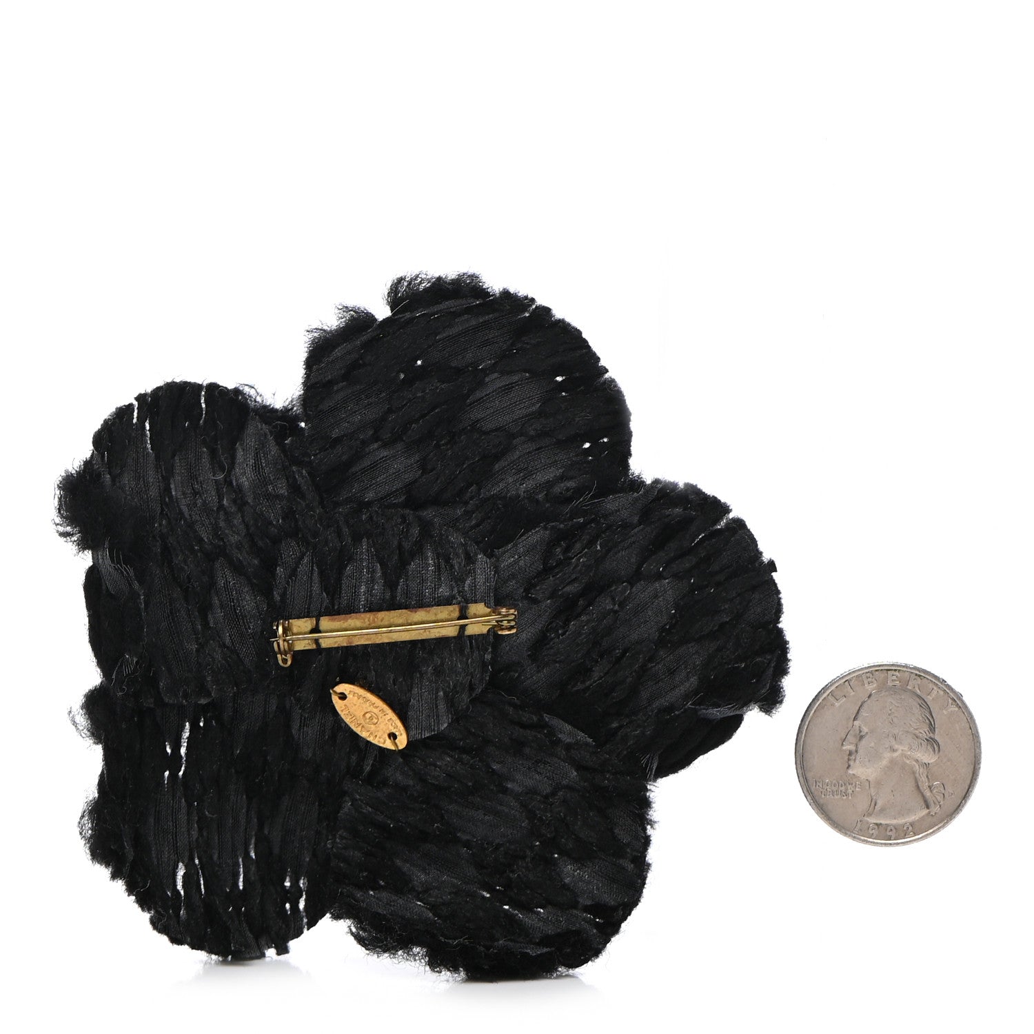 Chanel Fabric Camellia Pin Brooch Black 3 of 5