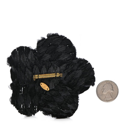 Chanel Fabric Camellia Pin Brooch Black 3 of 5
