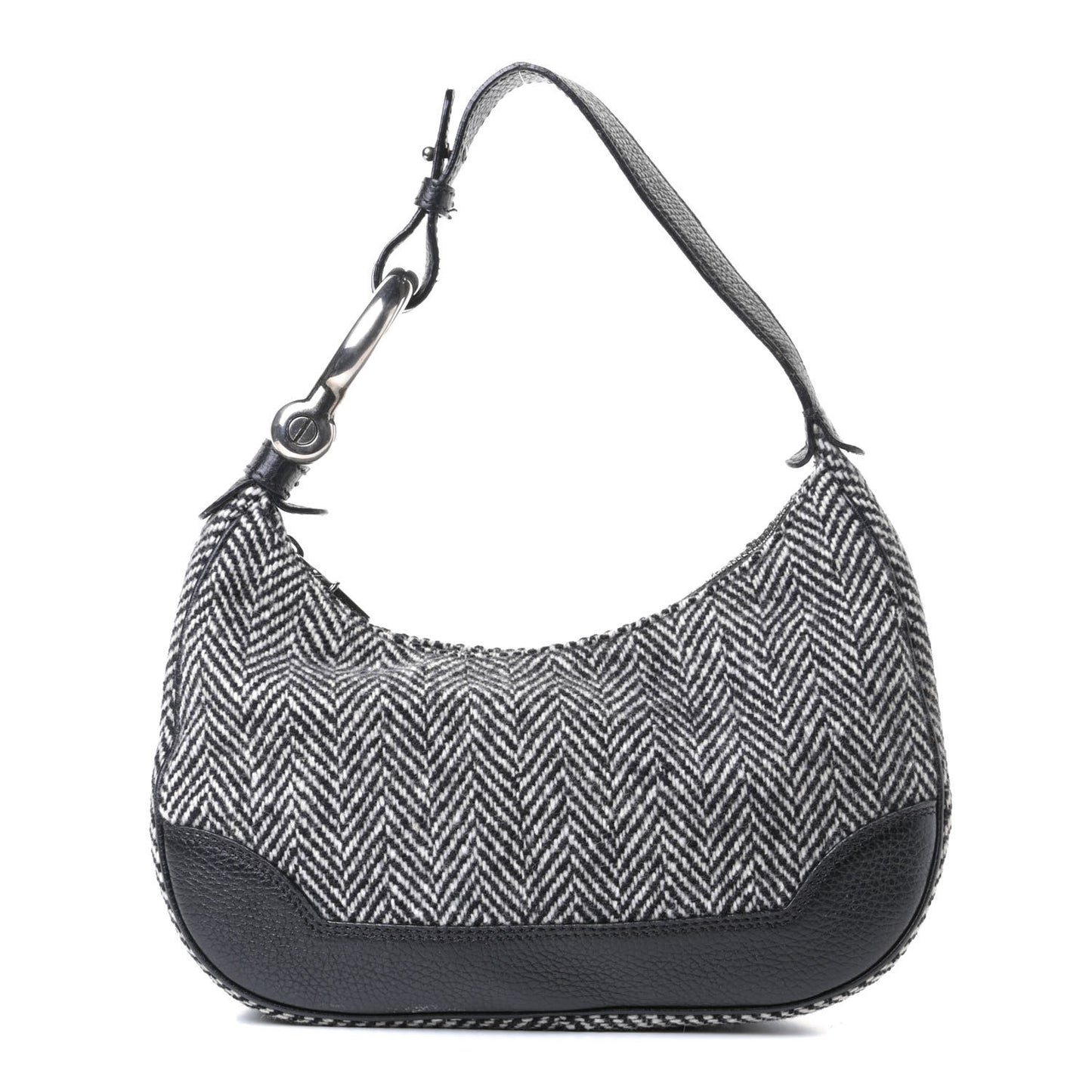 Knit Shoulder Bag Black White