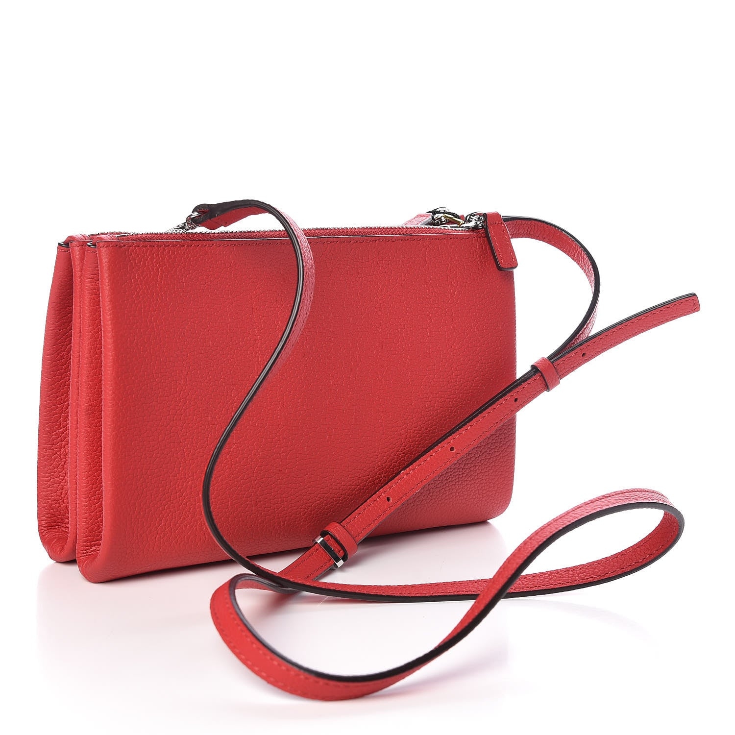 MCM Grained Calfskin Milla Double Crossbody Bag Ruby Red 3 of 11