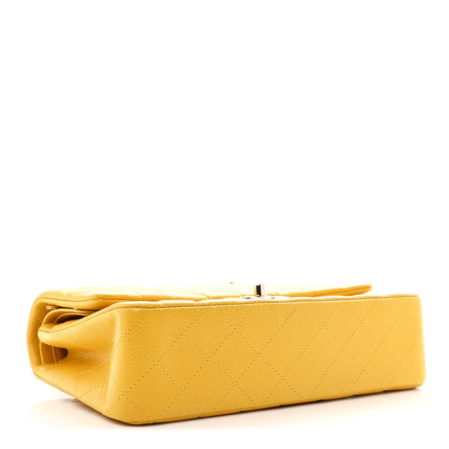 Caviar Quilted Medium Double Flap Yellow
