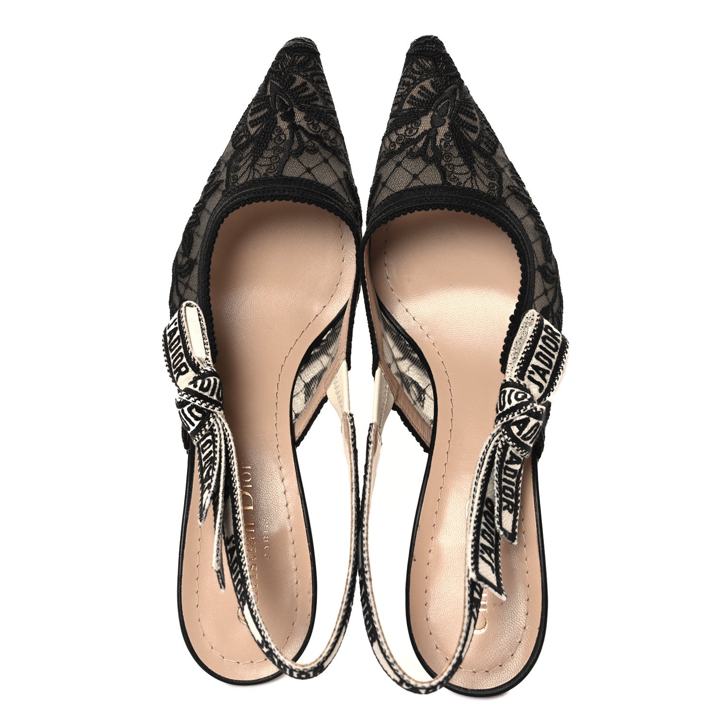 Mesh Butterly Embroidered J'Adior Slingback 65mm Pumps 38 Black