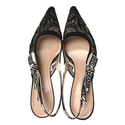 Christian Dior Mesh Butterly Embroidered J'Adior Slingback 65mm Pumps 38 Black 2 of 9