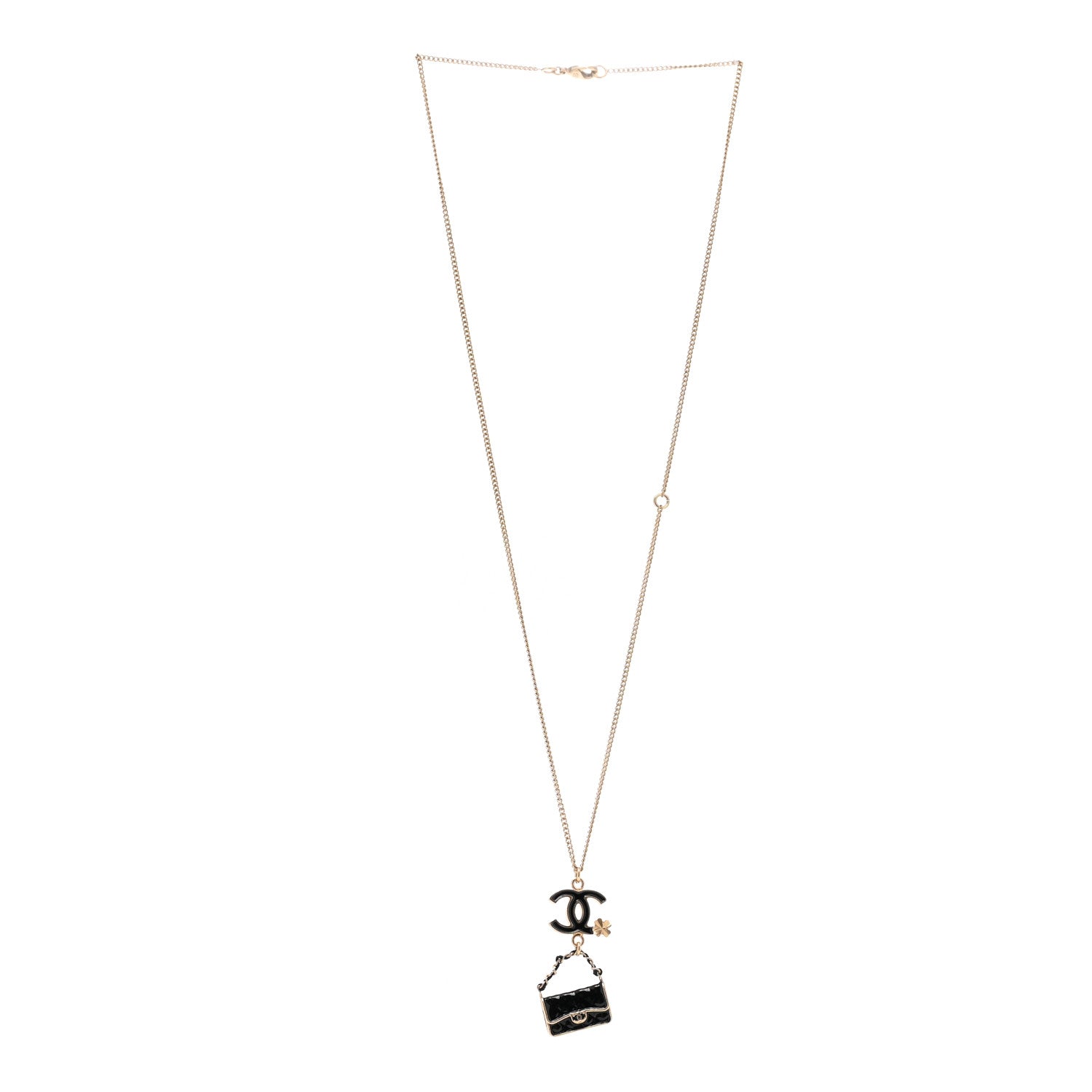 Chanel Enamel Charming Chic Classic Flap CC Charm Necklace Black 4 of 5