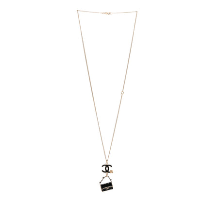 Chanel Enamel Charming Chic Classic Flap CC Charm Necklace Black 4 of 5
