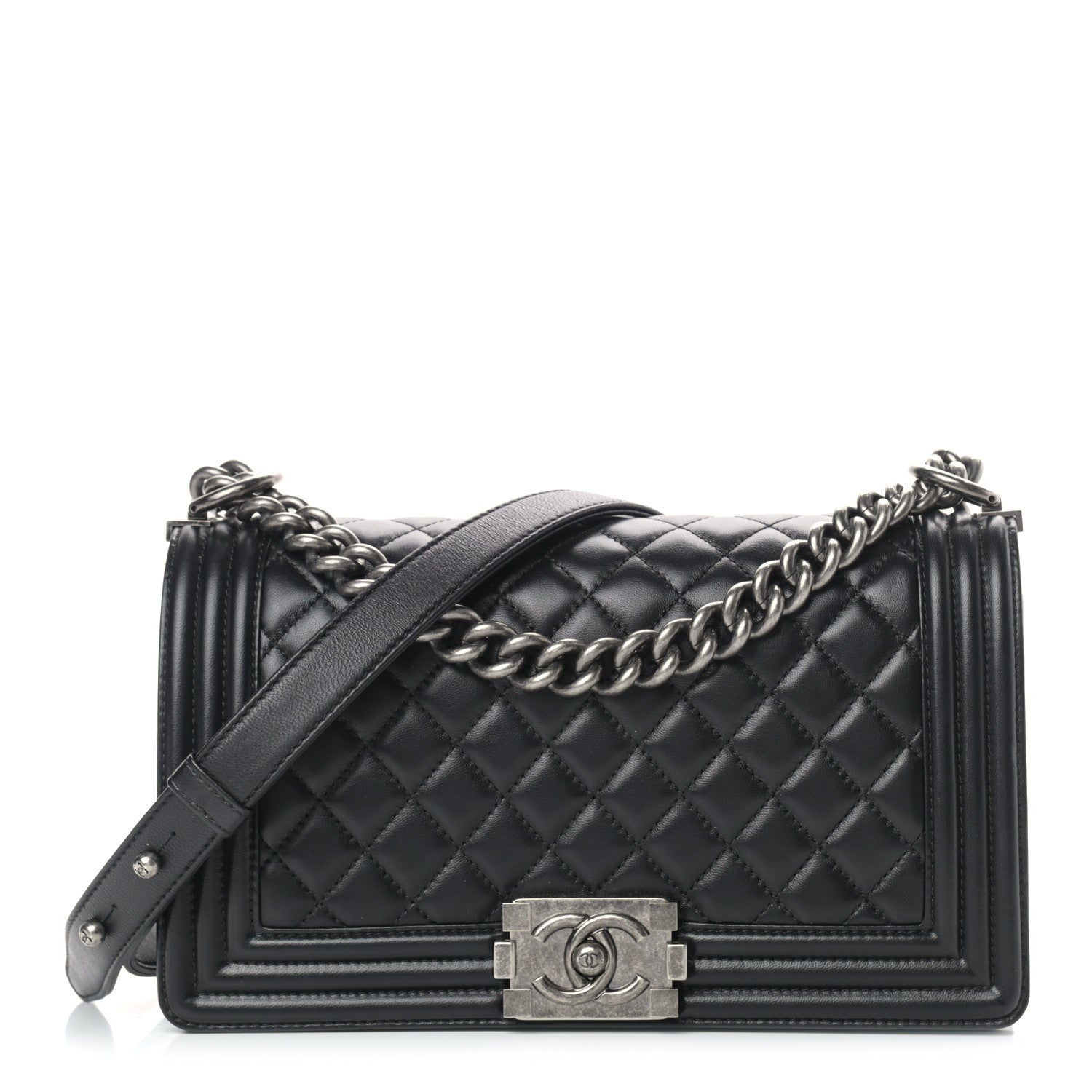 Chanel Lambskin Quilted Medium Boy Flap Black 1 of 11