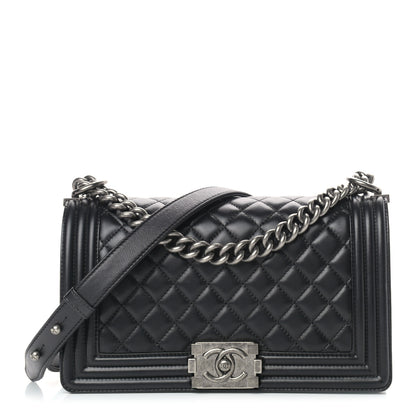 Chanel Lambskin Quilted Medium Boy Flap Black 1 of 11
