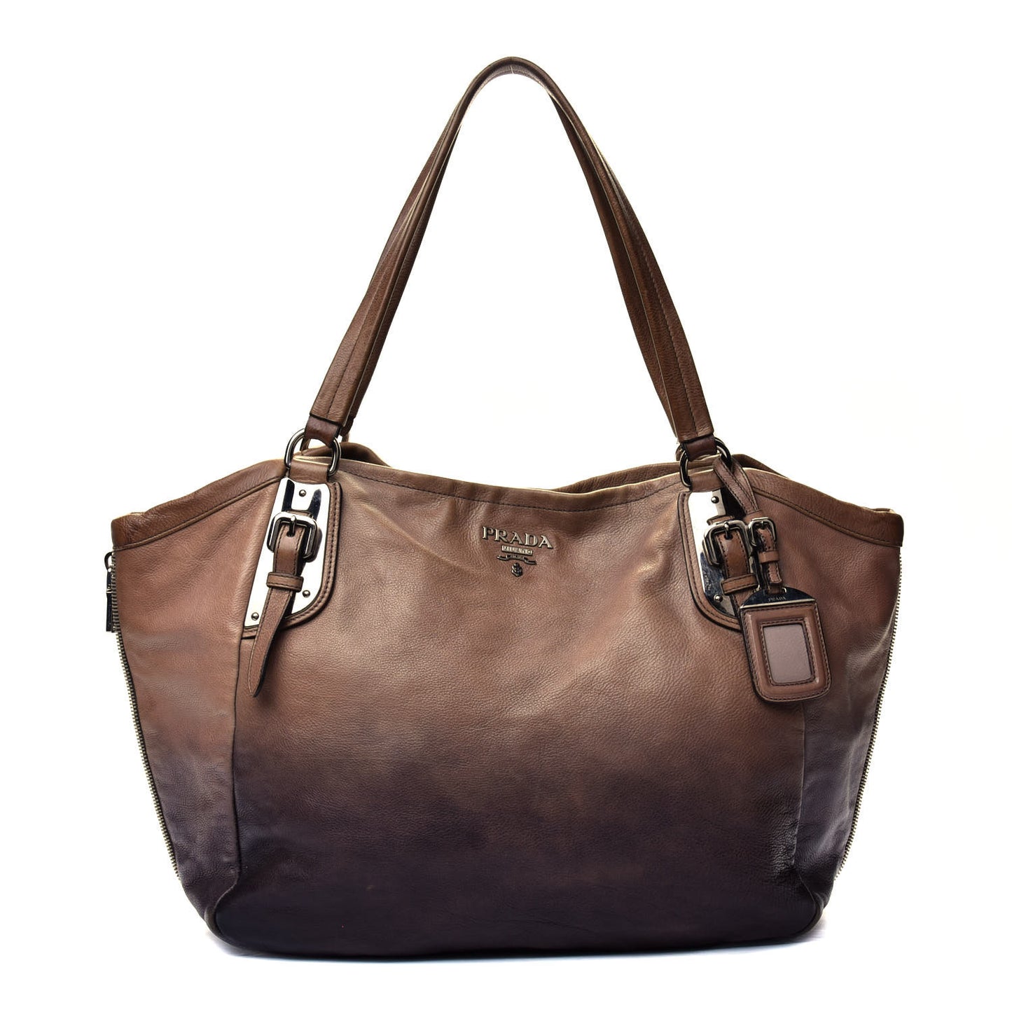 Glace Calfskin Ombre Shoulder Bag Argilla Sfumato