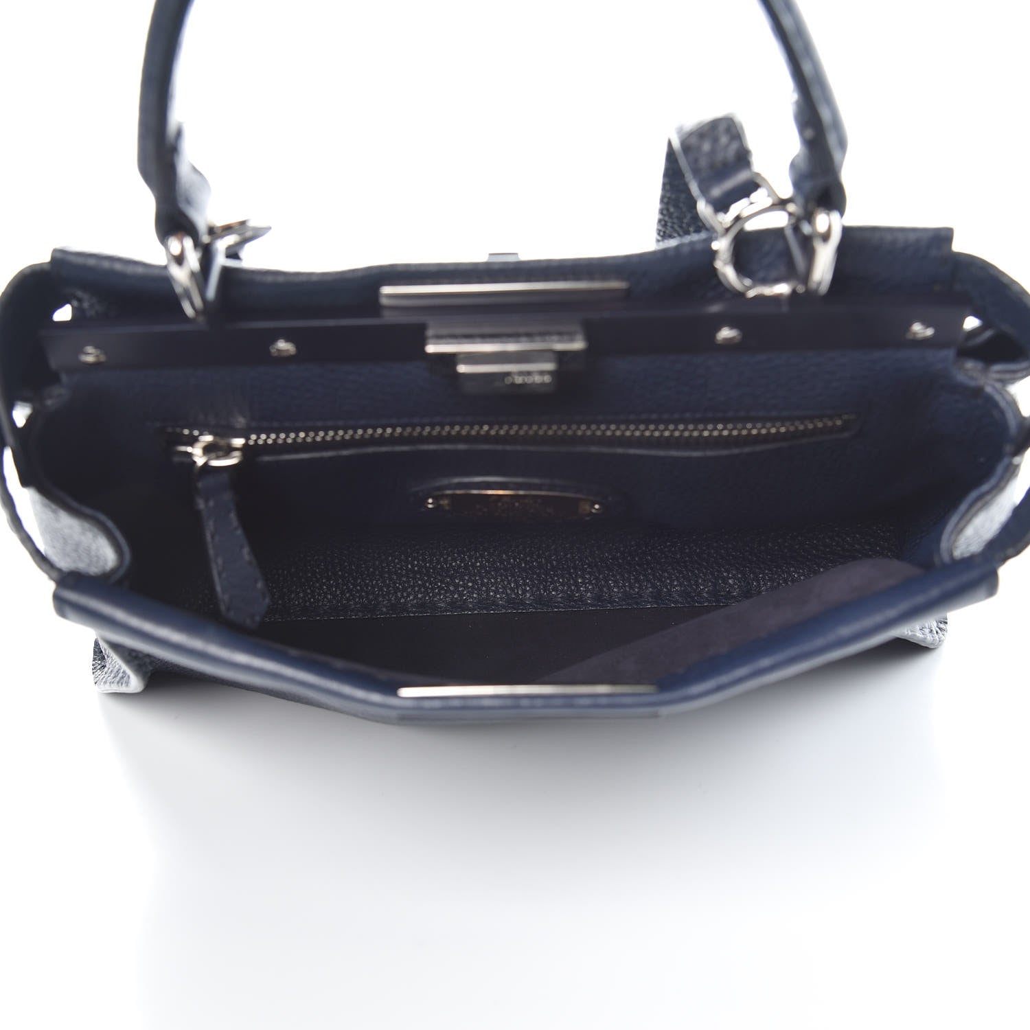 Fendi Cuoio Romano Selleria Medium Peekaboo Iconic Satchel Blue Notte 5 of 11