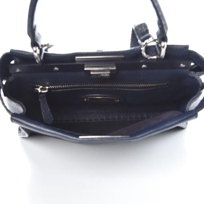 Fendi Cuoio Romano Selleria Medium Peekaboo Iconic Satchel Blue Notte 5 of 11