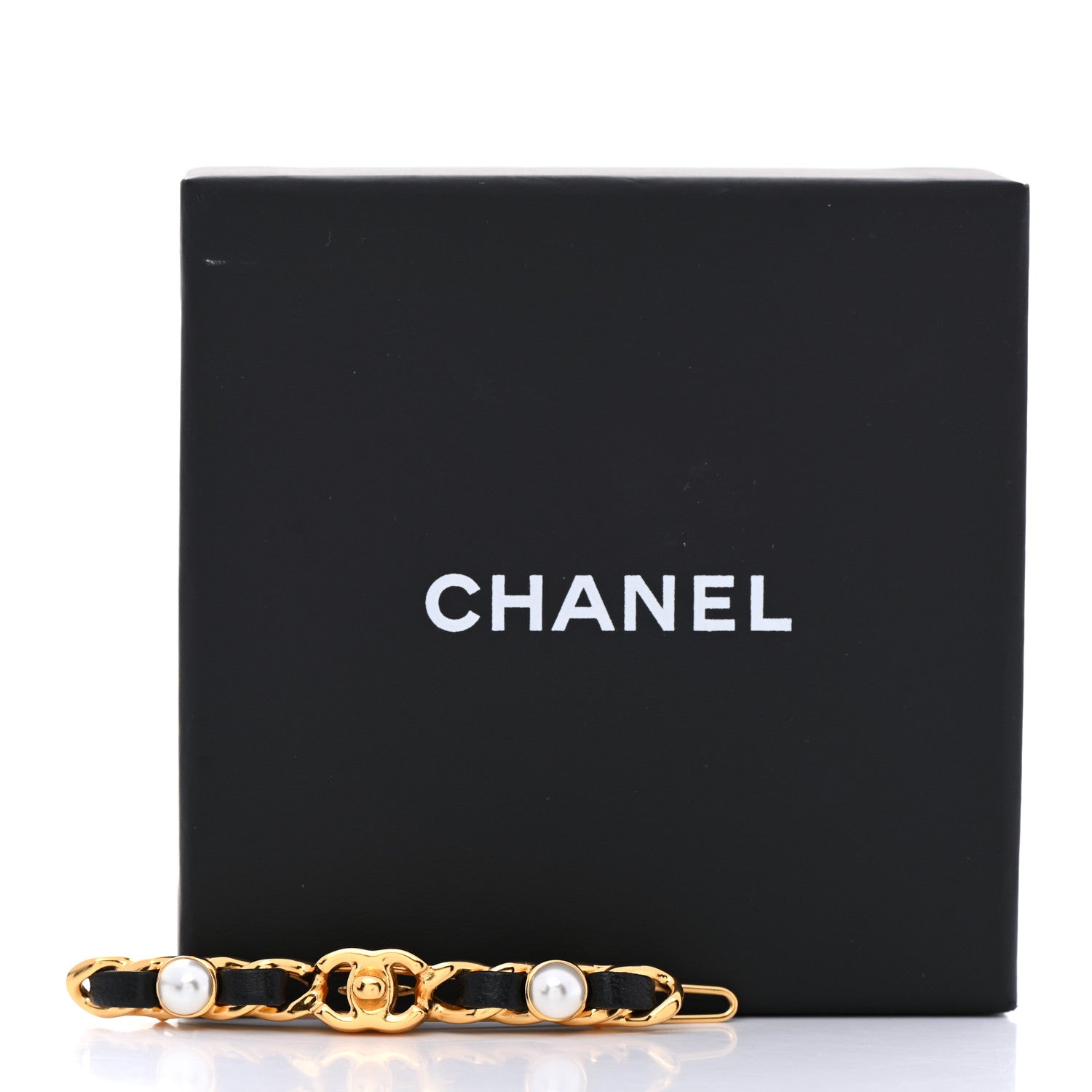 Chanel Pearl Lambskin CC More Is More Hair Clip Black Gold 4 of 4