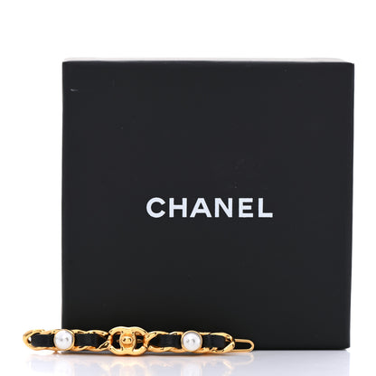 Chanel Pearl Lambskin CC More Is More Hair Clip Black Gold 4 of 4