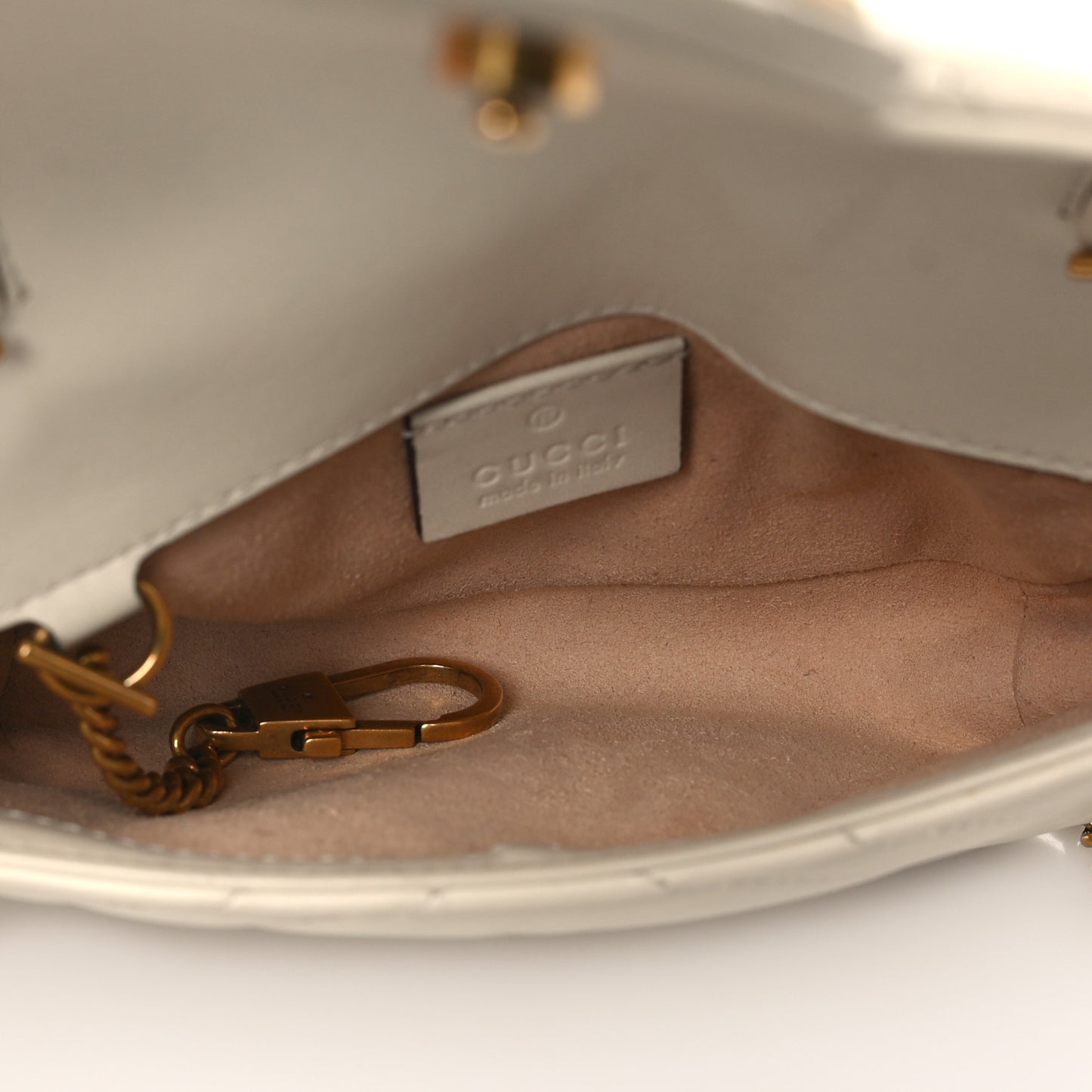 Calfskin Matelasse Super Mini GG Marmont Shoulder Bag White