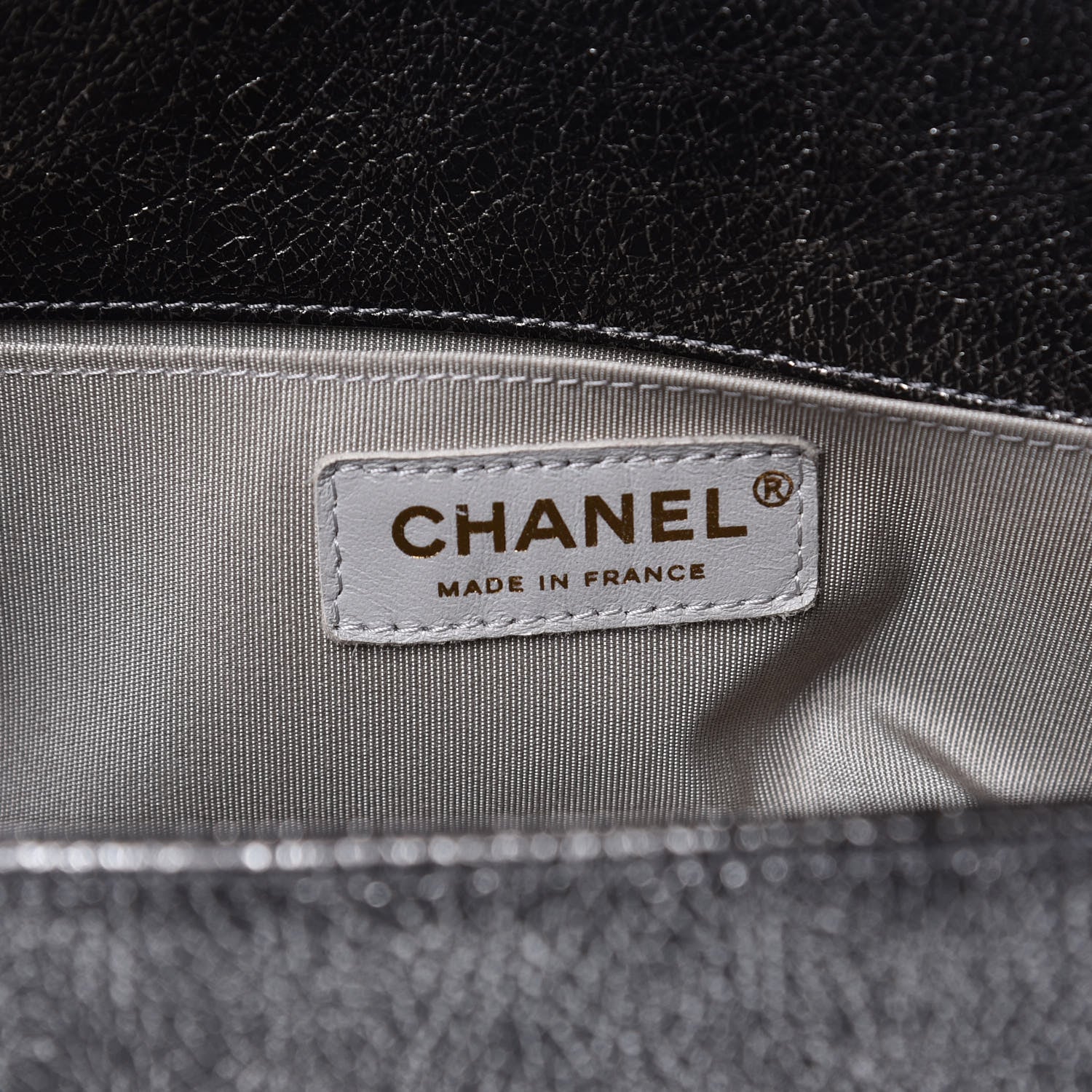 Chanel Cracked Metallic Calfskin Quilted Medium Boy Flap Dark Silver 5 of 11