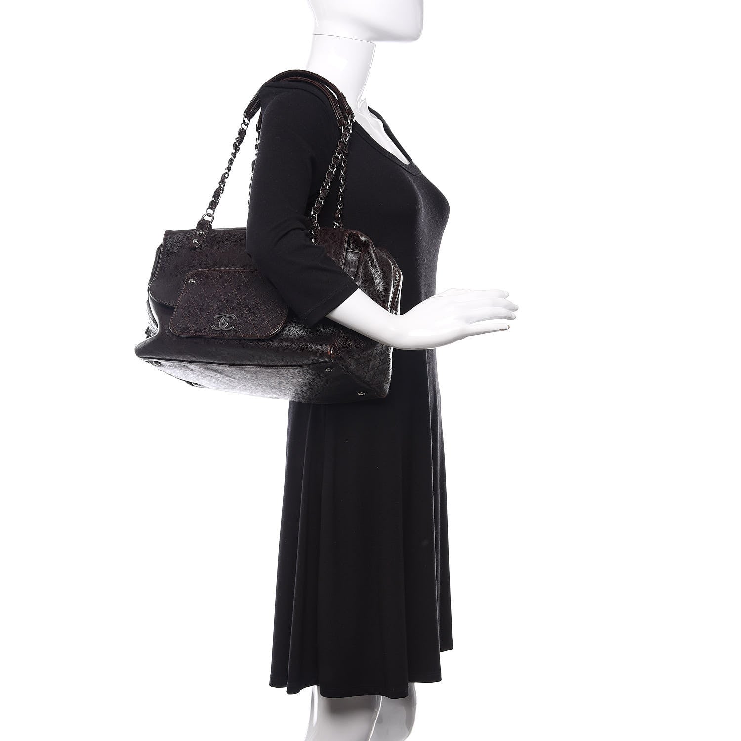 Chanel Glazed Caviar Pocket In The City Tote Brown 2 of 12