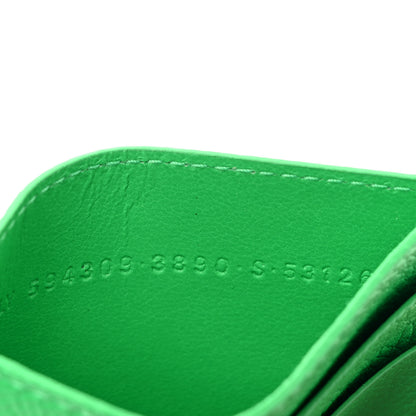 Balenciaga Grained Calfskin Logo Cash Card Holder Green White 7 of 10