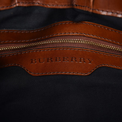 Burberry House Check Bridle Calfskin Medium Whipstitch Tote Dark Tan 6 of 10