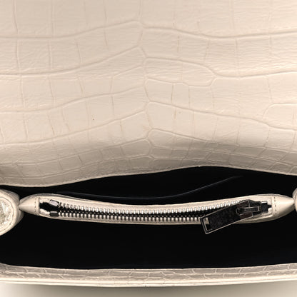 Saint Laurent Calfskin Crocodile Embossed Medium College Monogram Satchel Dove White 4 of 4